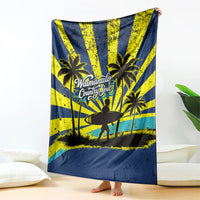 Waimanalo Oahu Hawaii Surfing Blanket Tropical Beach Retro Sunburst Surfboard