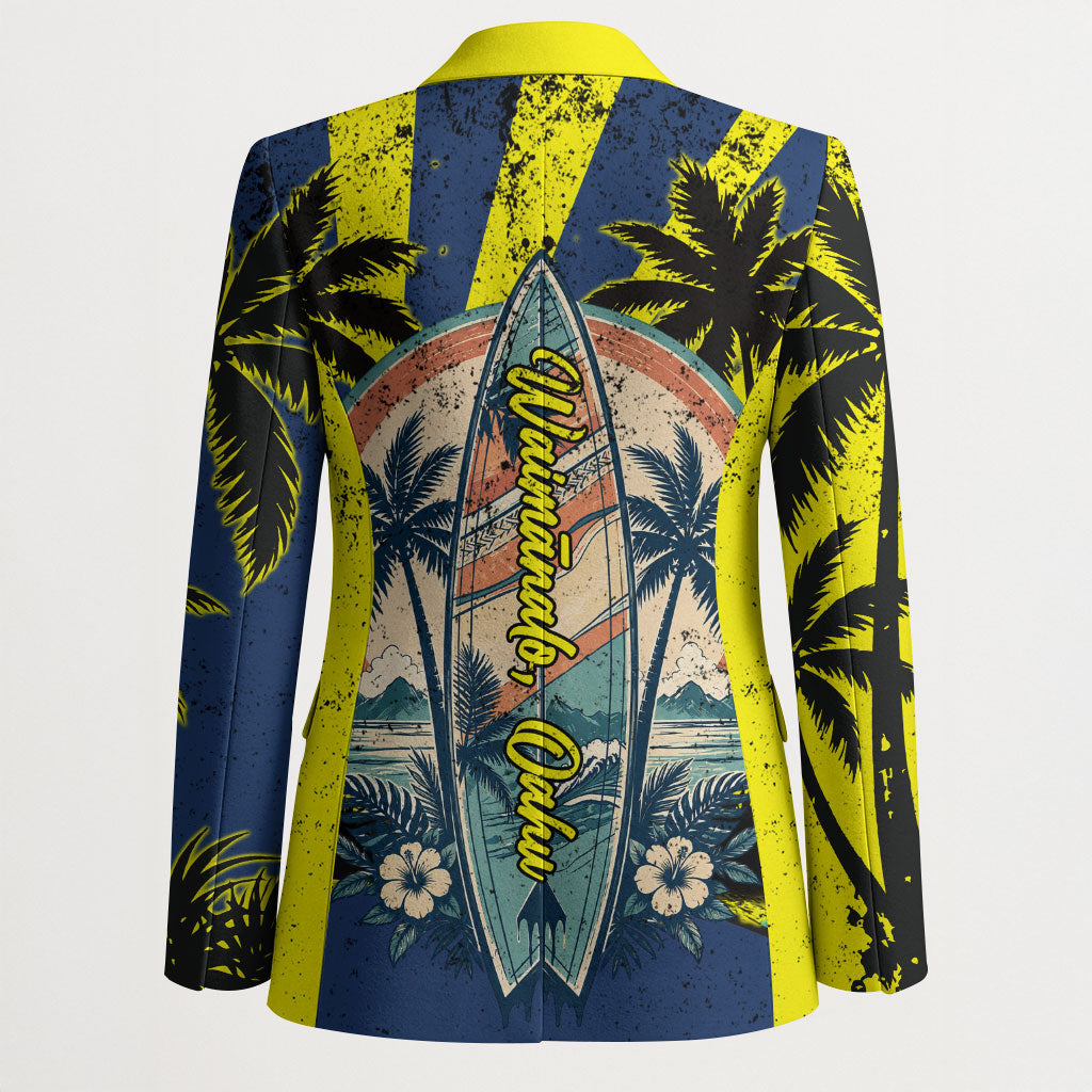 Waimanalo Oahu Hawaii Surfing Blazer Tropical Beach Retro Sunburst Surfboard