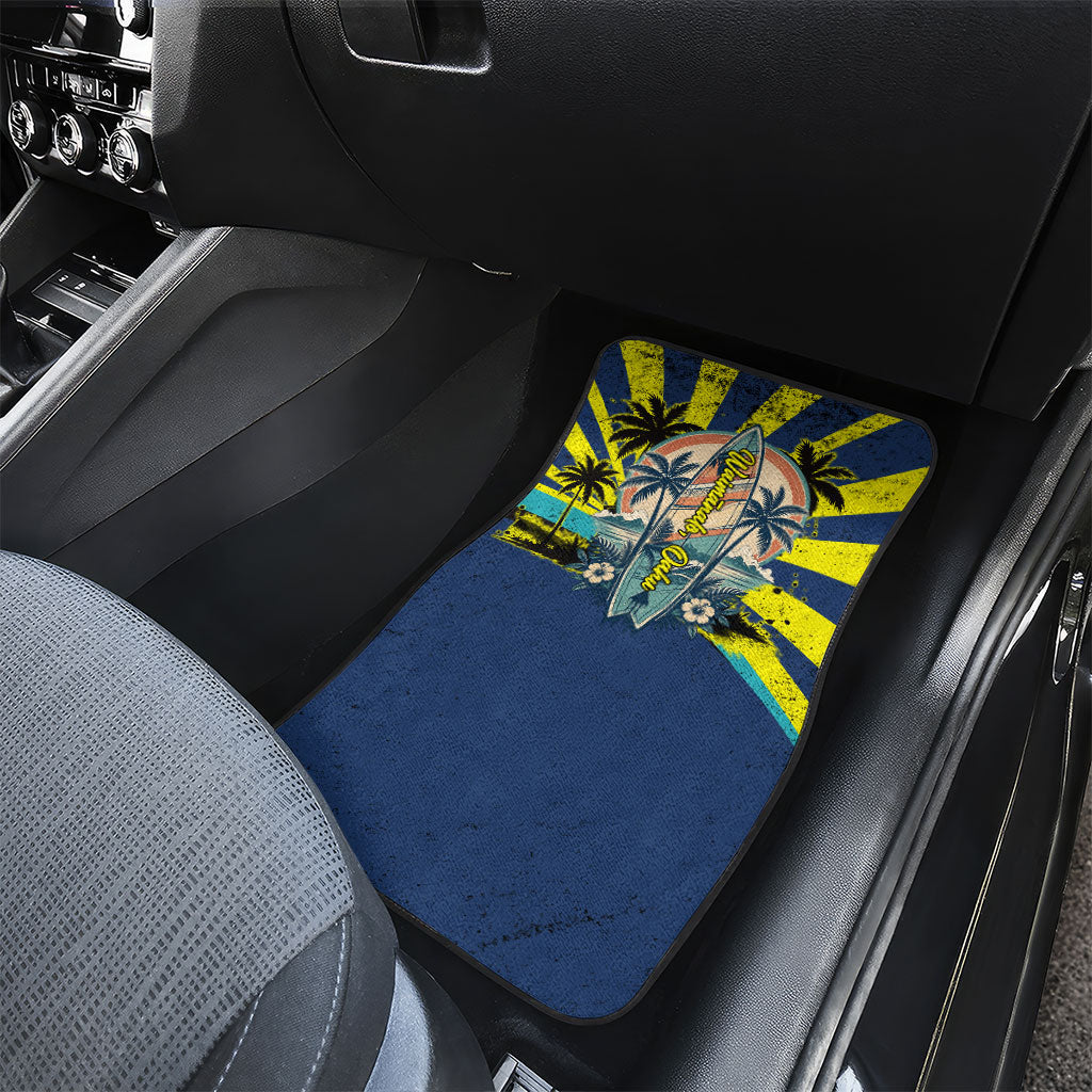 Waimanalo Oahu Hawaii Surfing Car Mats Tropical Beach Retro Sunburst Surfboard
