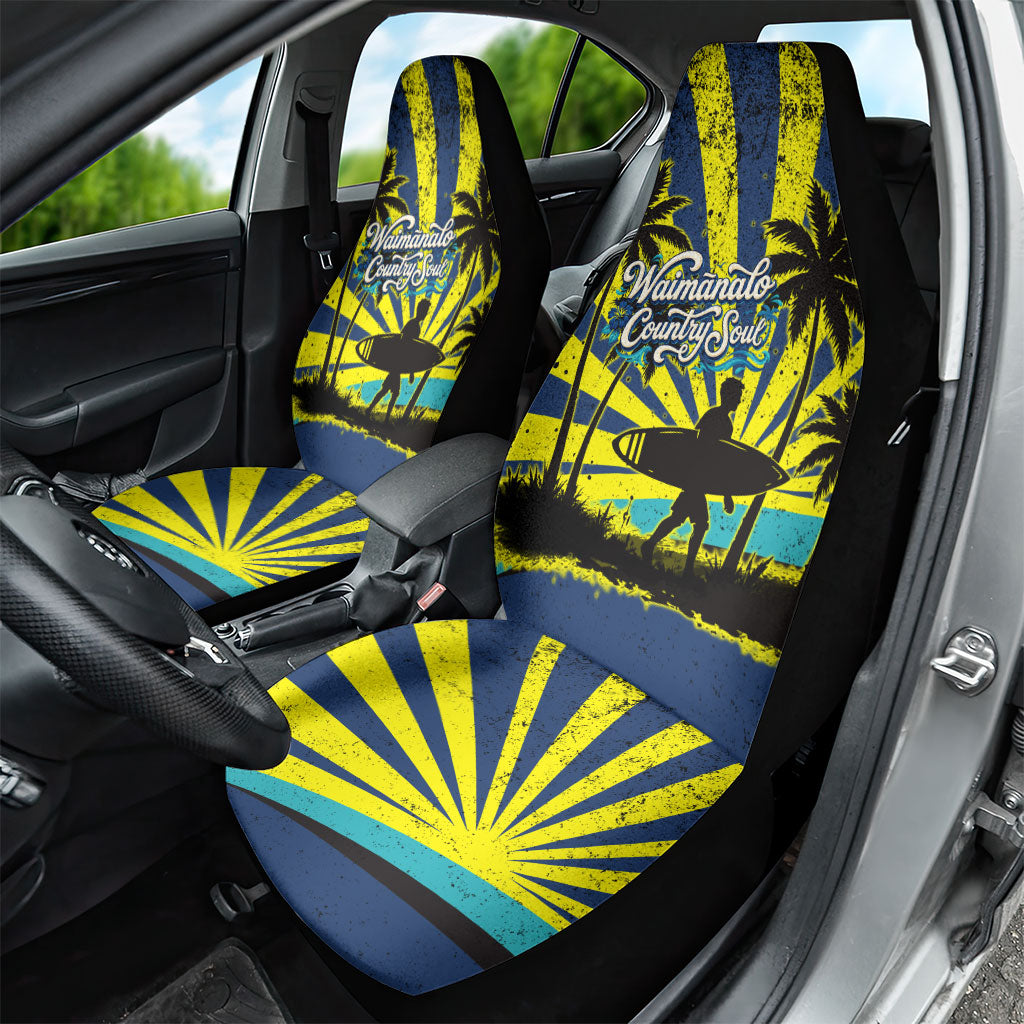 Waimanalo Oahu Hawaii Surfing Car Seat Cover Tropical Beach Retro Sunburst Surfboard