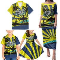 Waimanalo Oahu Hawaii Surfing Family Matching Puletasi and Hawaiian Shirt Tropical Beach Retro Sunburst Surfboard TS04 - Polynesian Pride