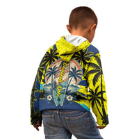 Waimanalo Oahu Hawaii Surfing Kid Hoodie Tropical Beach Retro Sunburst Surfboard