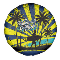 Waimanalo Oahu Hawaii Surfing Spare Tire Cover Tropical Beach Retro Sunburst Surfboard