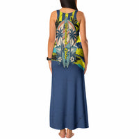 Waimanalo Oahu Hawaii Surfing Tank Maxi Dress Tropical Beach Retro Sunburst Surfboard