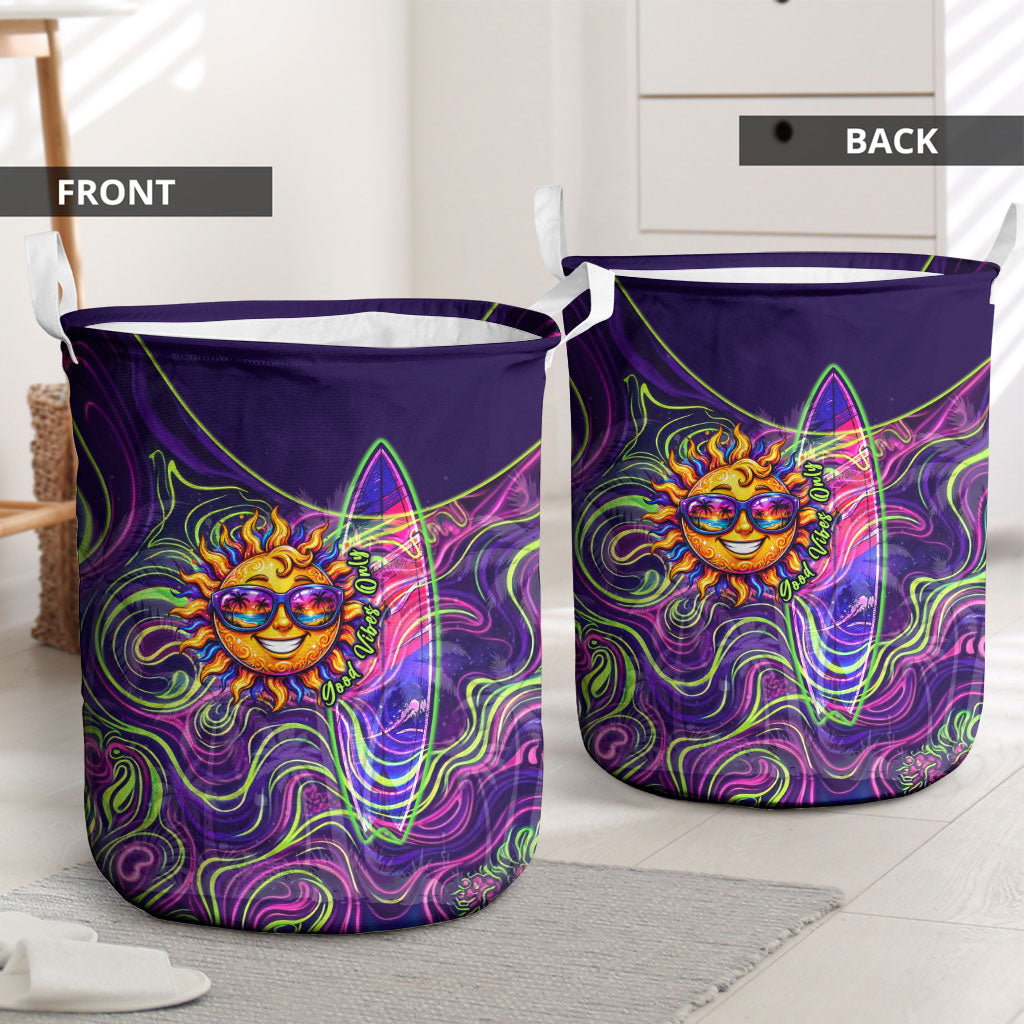 Waimanalo Hawaii Sun Rabbit Laundry Basket Psychedelic Trippy Neon Swirl Graphic