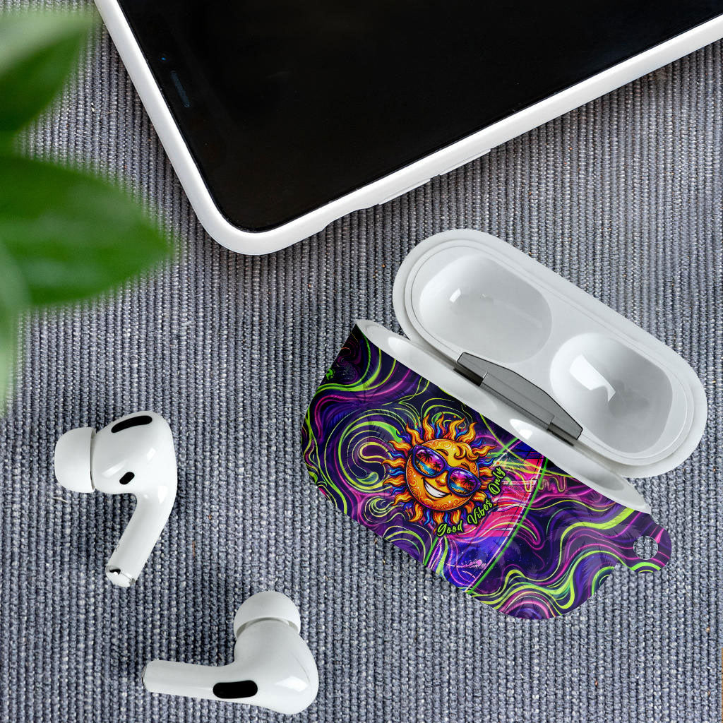 Waimanalo Hawaii Sun Rabbit AirPods Case Psychedelic Trippy Neon Swirl Graphic