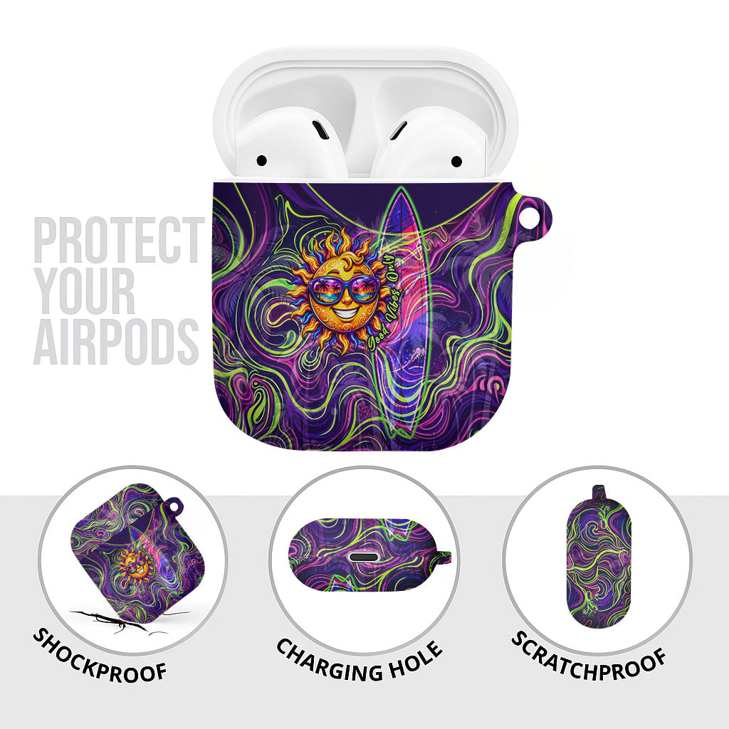 Waimanalo Hawaii Sun Rabbit AirPods Case Psychedelic Trippy Neon Swirl Graphic