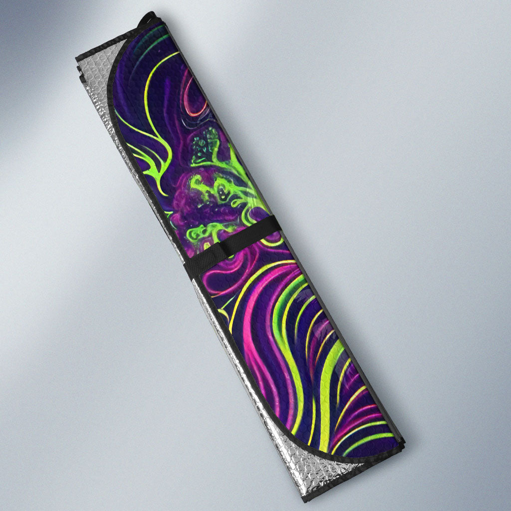 Waimanalo Hawaii Sun Rabbit Auto Sun Shade Psychedelic Trippy Neon Swirl Graphic