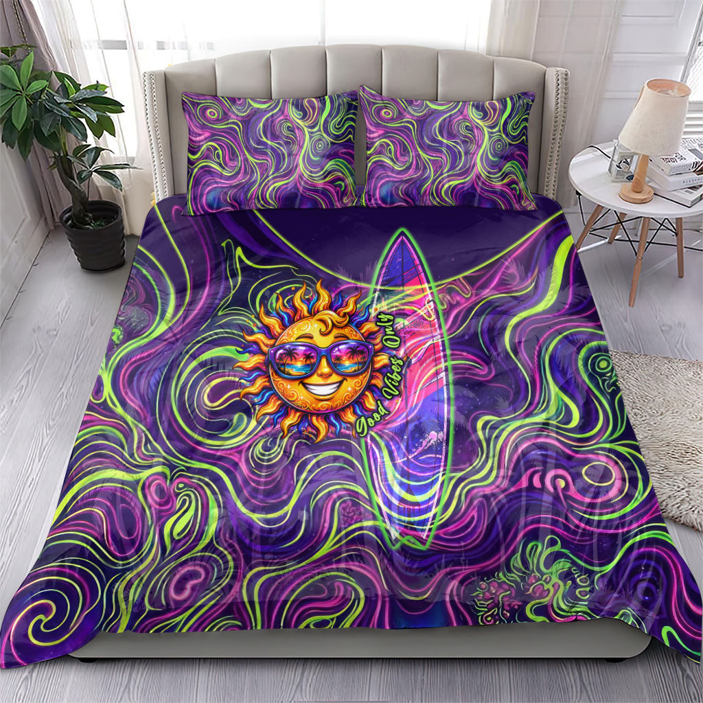 Waimanalo Hawaii Sun Rabbit Bedding Set Psychedelic Trippy Neon Swirl Graphic