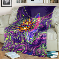 Waimanalo Hawaii Sun Rabbit Blanket Psychedelic Trippy Neon Swirl Graphic