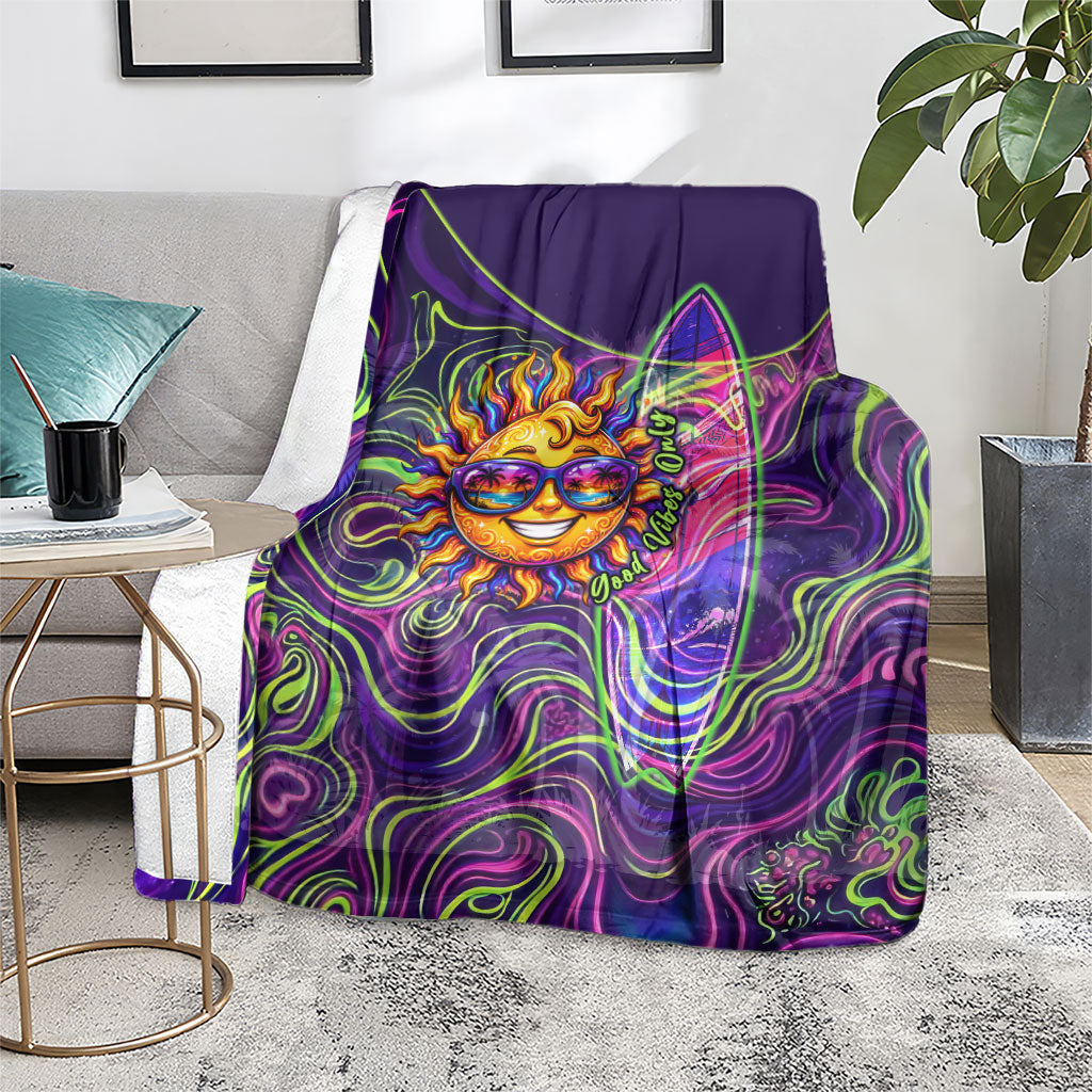 Waimanalo Hawaii Sun Rabbit Blanket Psychedelic Trippy Neon Swirl Graphic