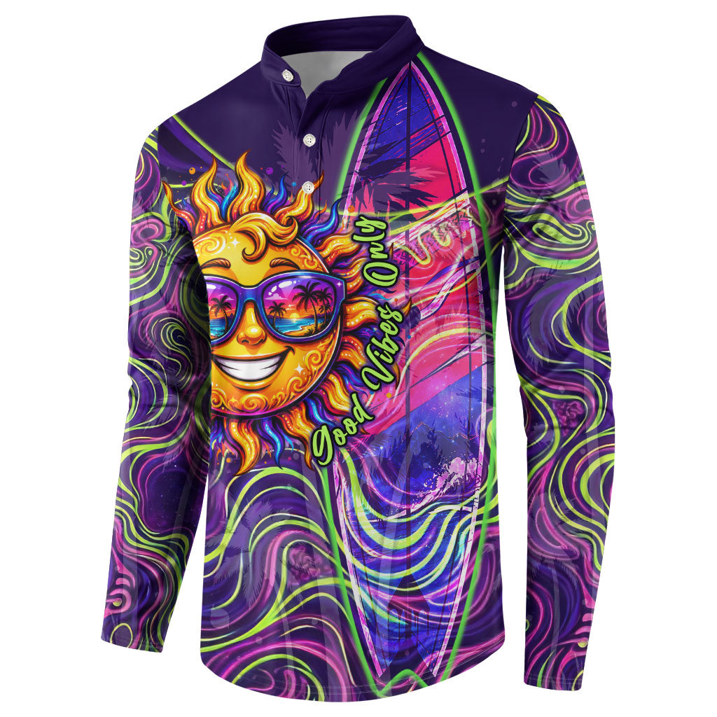 Waimanalo Hawaii Sun Rabbit Button Sweatshirt Psychedelic Trippy Neon Swirl Graphic