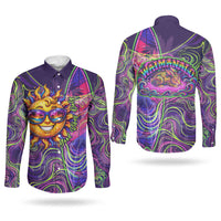 Waimanalo Hawaii Sun Rabbit Couples Matching Tank Maxi Dress and Long Sleeve Button Shirt Psychedelic Trippy Neon Swirl Graphic TS04 - Polynesian Pride