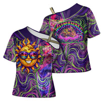 Waimanalo Hawaii Sun Rabbit Cross Shoulder Shirt Psychedelic Trippy Neon Swirl Graphic