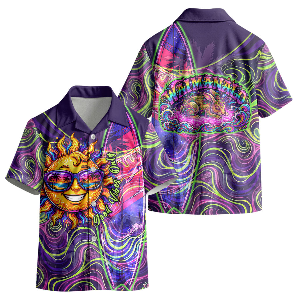 Waimanalo Hawaii Sun Rabbit Kid Hawaiian Shirt Psychedelic Trippy Neon Swirl Graphic