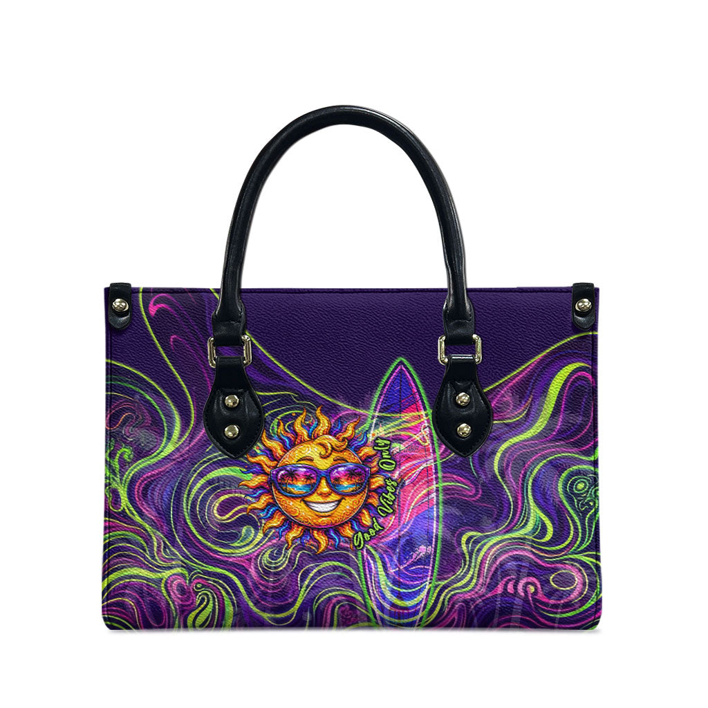 Waimanalo Hawaii Sun Rabbit Leather Bag Psychedelic Trippy Neon Swirl Graphic