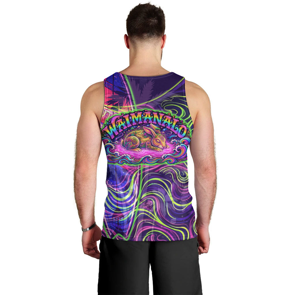 Waimanalo Hawaii Sun Rabbit Men Tank Top Psychedelic Trippy Neon Swirl Graphic
