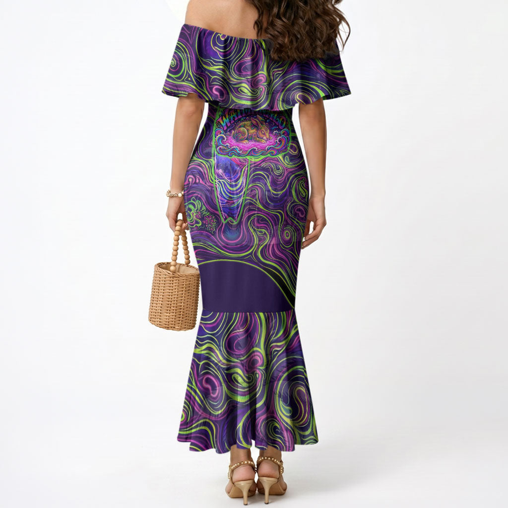Waimanalo Hawaii Sun Rabbit Mermaid Dress Psychedelic Trippy Neon Swirl Graphic