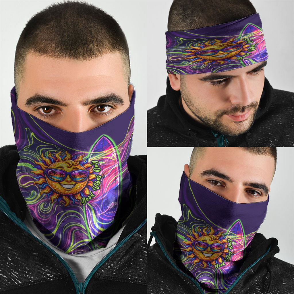 Waimanalo Hawaii Sun Rabbit Neck Gaiter Psychedelic Trippy Neon Swirl Graphic