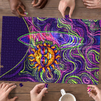 Waimanalo Hawaii Sun Rabbit Puzzle Psychedelic Trippy Neon Swirl Graphic