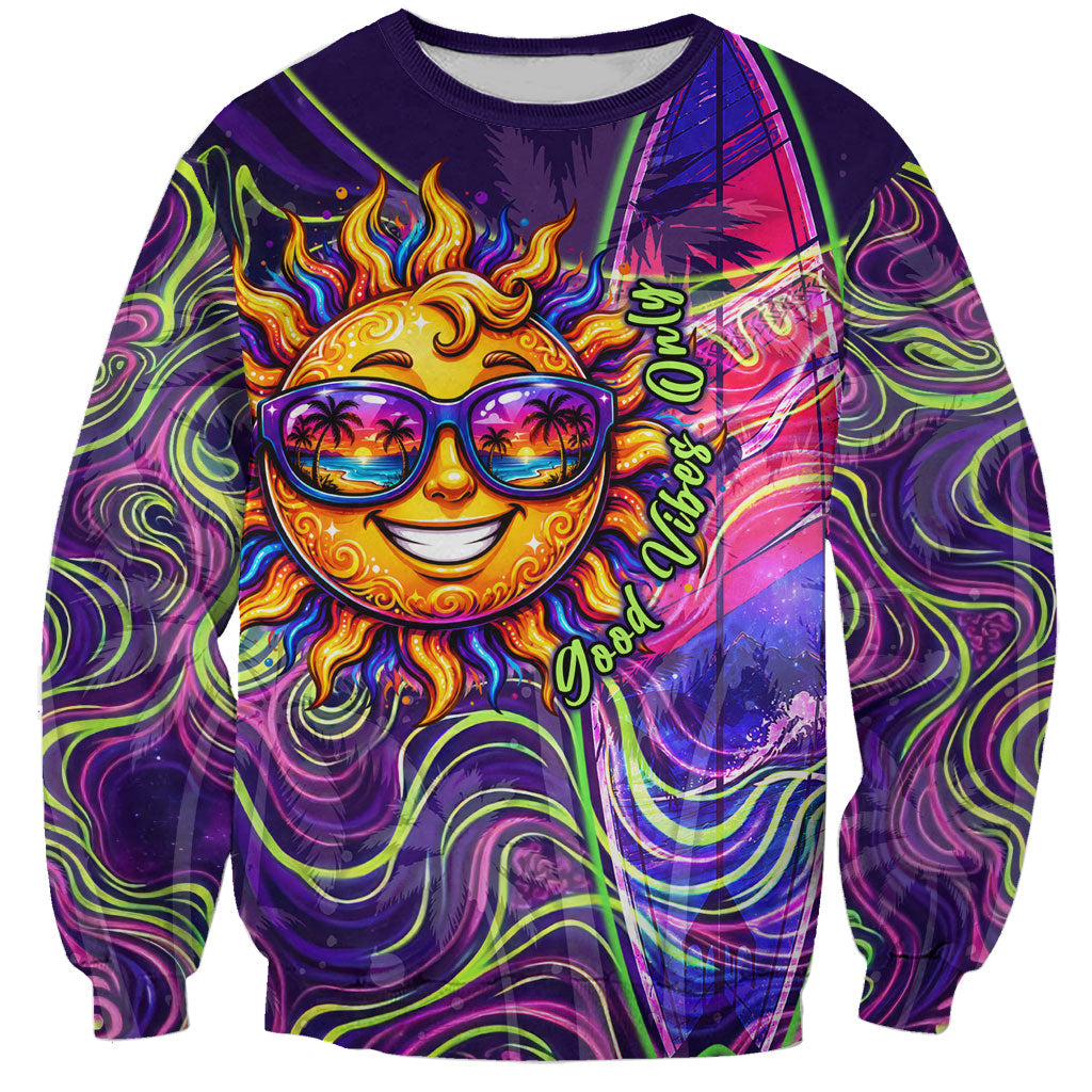 Waimanalo Hawaii Sun Rabbit Sweatshirt Psychedelic Trippy Neon Swirl Graphic