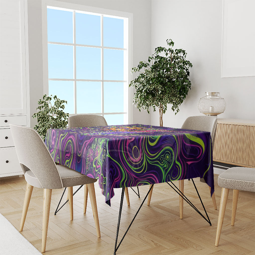 Waimanalo Hawaii Sun Rabbit Tablecloth Psychedelic Trippy Neon Swirl Graphic