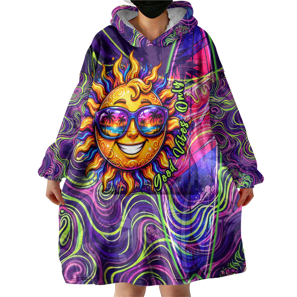 Waimanalo Hawaii Sun Rabbit Wearable Blanket Hoodie Psychedelic Trippy Neon Swirl Graphic