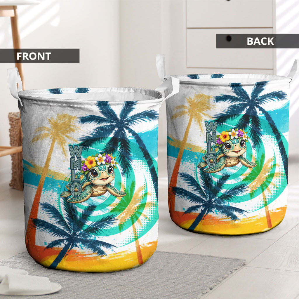 Hawaii Waimanalo Sea Turtle Laundry Basket Cute Tropical Beach Aloha Spirit Cartoon TS04 - Polynesian Pride