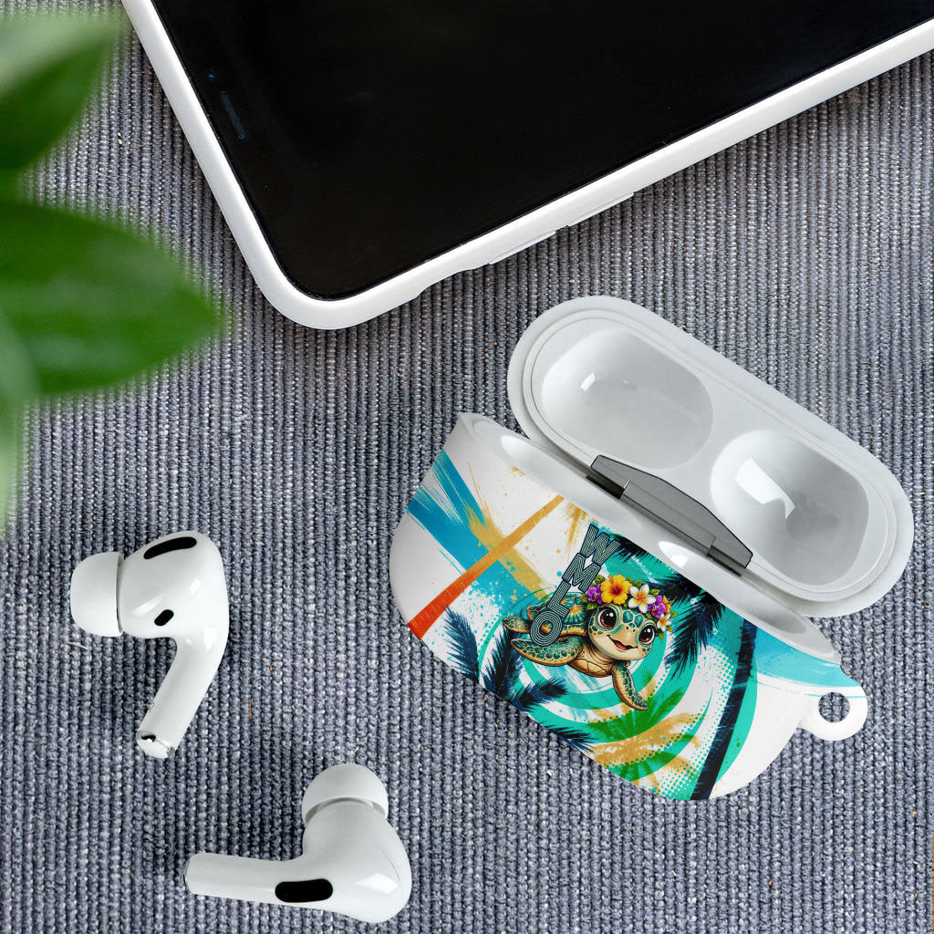 Hawaii Waimanalo Sea Turtle AirPods Case Cute Tropical Beach Aloha Spirit Cartoon