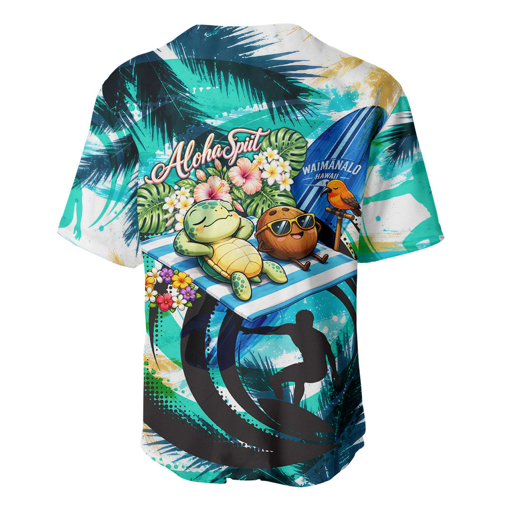Hawaii Waimanalo Sea Turtle Baseball Jersey Cute Tropical Beach Aloha Spirit Cartoon