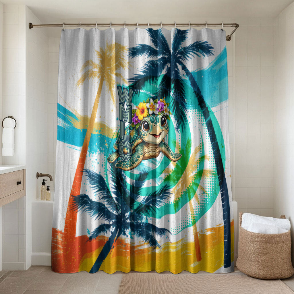 Hawaii Waimanalo Sea Turtle Bathroom Set Cute Tropical Beach Aloha Spirit Cartoon