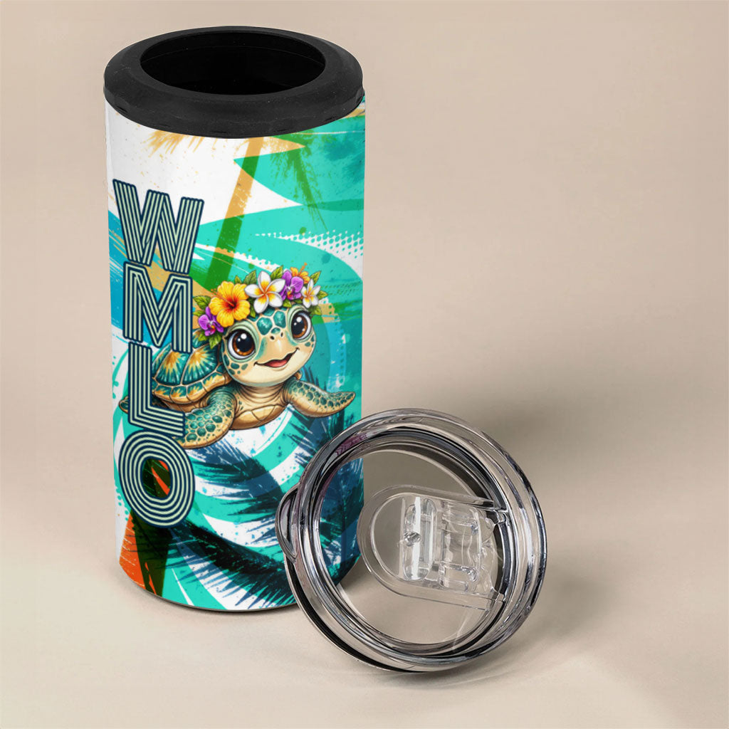 Hawaii Waimanalo Sea Turtle 4 in 1 Can Cooler Tumbler Cute Tropical Beach Aloha Spirit Cartoon TS04 - Polynesian Pride