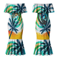 Hawaii Waimanalo Sea Turtle Couples Matching Mermaid Dress and Hawaiian Shirt Cute Tropical Beach Aloha Spirit Cartoon TS04 - Polynesian Pride