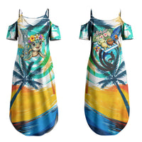 Hawaii Waimanalo Sea Turtle Couples Matching Summer Maxi Dress and Long Sleeve Button Shirt Cute Tropical Beach Aloha Spirit Cartoon TS04 - Polynesian Pride