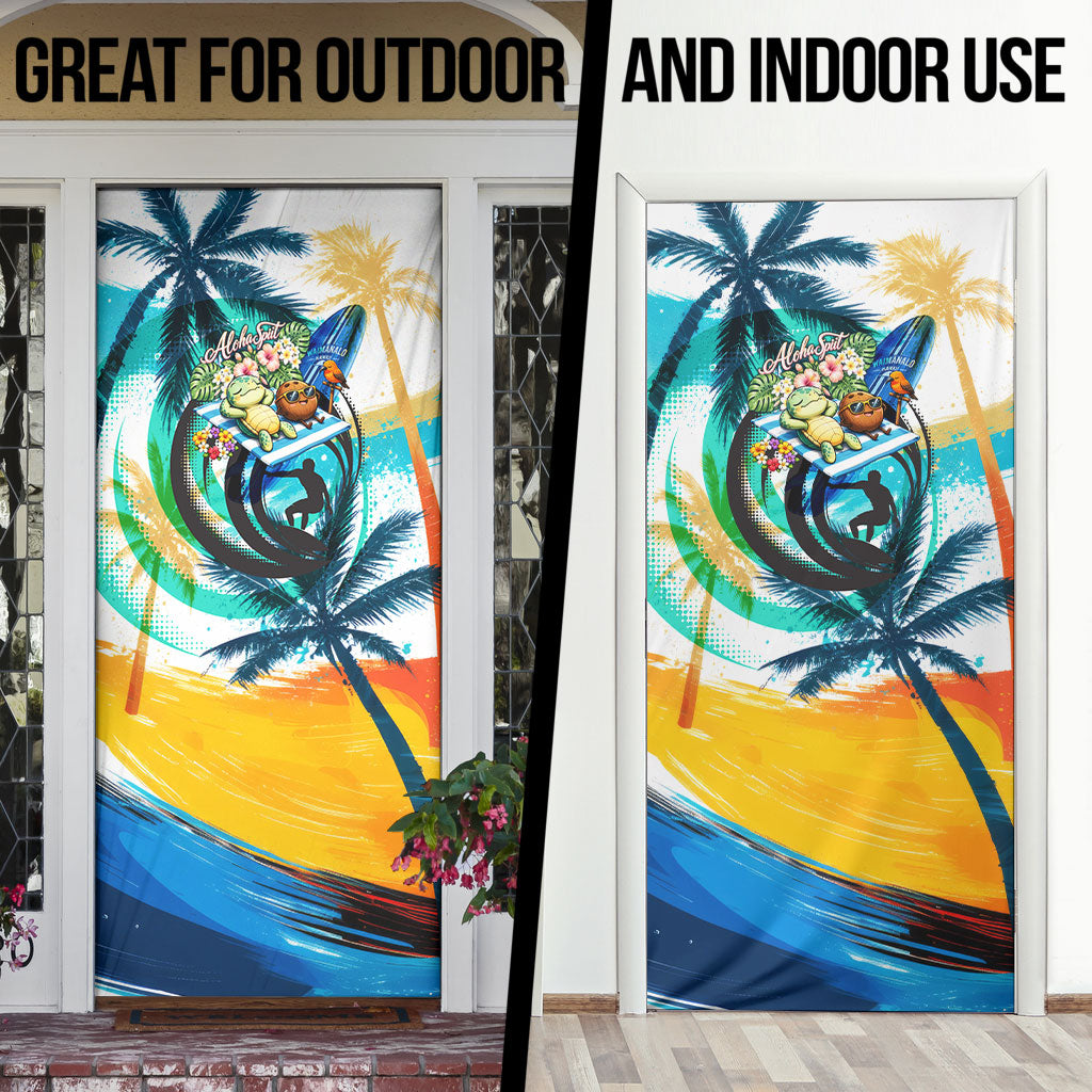 Hawaii Waimanalo Sea Turtle Door Cover Cute Tropical Beach Aloha Spirit Cartoon