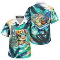 Hawaii Waimanalo Sea Turtle Family Matching Summer Maxi Dress and Hawaiian Shirt Cute Tropical Beach Aloha Spirit Cartoon TS04 Son's Shirt Green Blue - Polynesian Pride