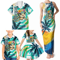 Hawaii Waimanalo Sea Turtle Family Matching Tank Maxi Dress and Hawaiian Shirt Cute Tropical Beach Aloha Spirit Cartoon TS04 - Polynesian Pride
