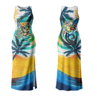 Hawaii Waimanalo Sea Turtle Family Matching Tank Maxi Dress and Hawaiian Shirt Cute Tropical Beach Aloha Spirit Cartoon TS04 Mom's Dress Green Blue - Polynesian Pride