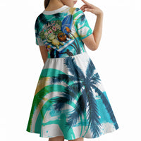 Hawaii Waimanalo Sea Turtle Kid Short Sleeve Dress Cute Tropical Beach Aloha Spirit Cartoon TS04 - Polynesian Pride