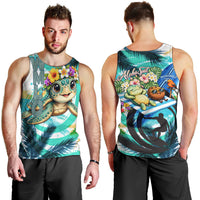 Hawaii Waimanalo Sea Turtle Men Tank Top Cute Tropical Beach Aloha Spirit Cartoon