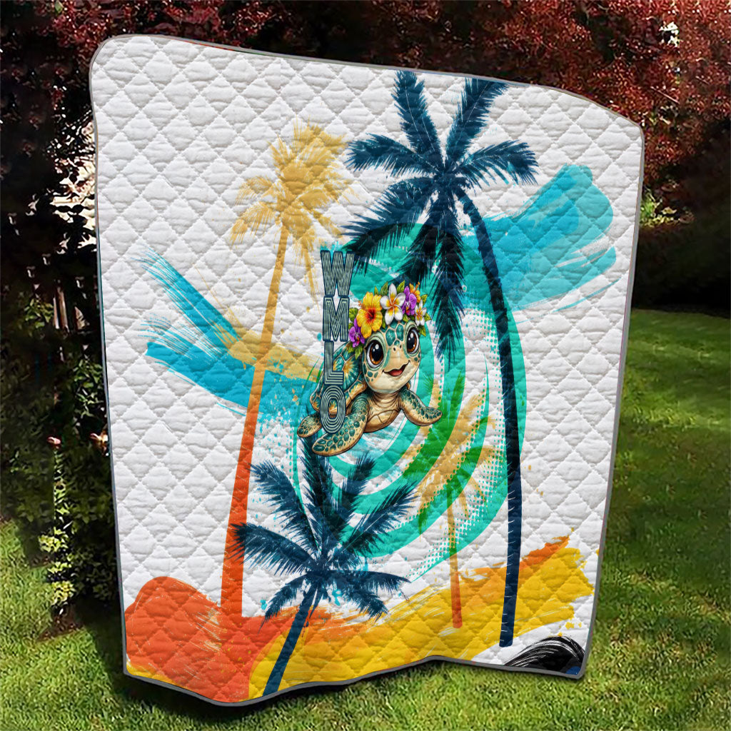 Hawaii Waimanalo Sea Turtle Quilt Cute Tropical Beach Aloha Spirit Cartoon