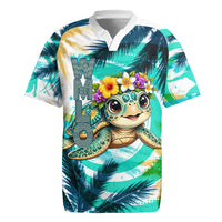 Hawaii Waimanalo Sea Turtle Rugby Jersey Cute Tropical Beach Aloha Spirit Cartoon