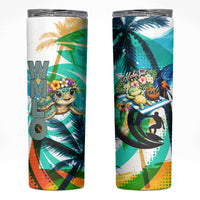 Hawaii Waimanalo Sea Turtle Skinny Tumbler Cute Tropical Beach Aloha Spirit Cartoon TS04 Green Blue - Polynesian Pride