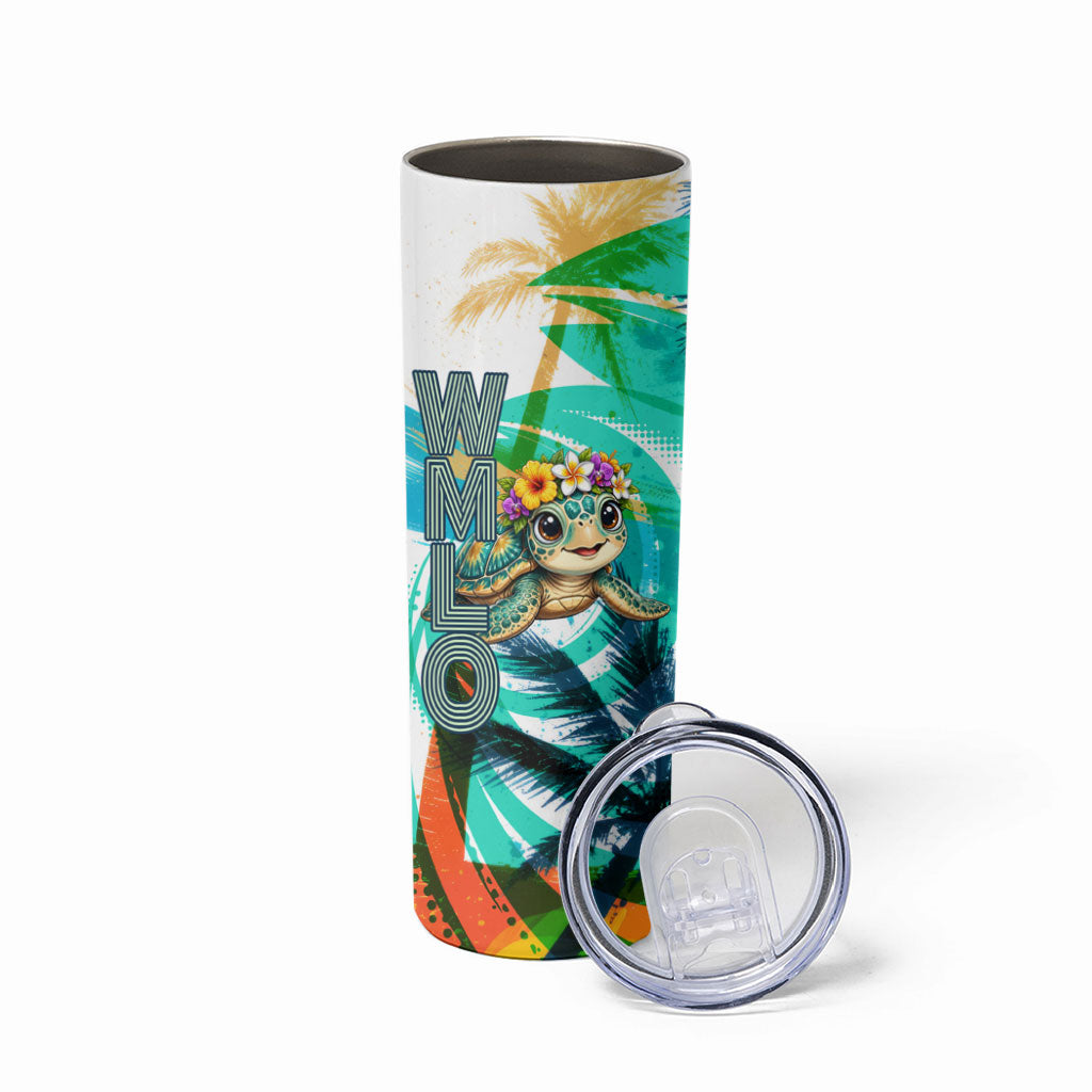 Hawaii Waimanalo Sea Turtle Skinny Tumbler Cute Tropical Beach Aloha Spirit Cartoon TS04 - Polynesian Pride