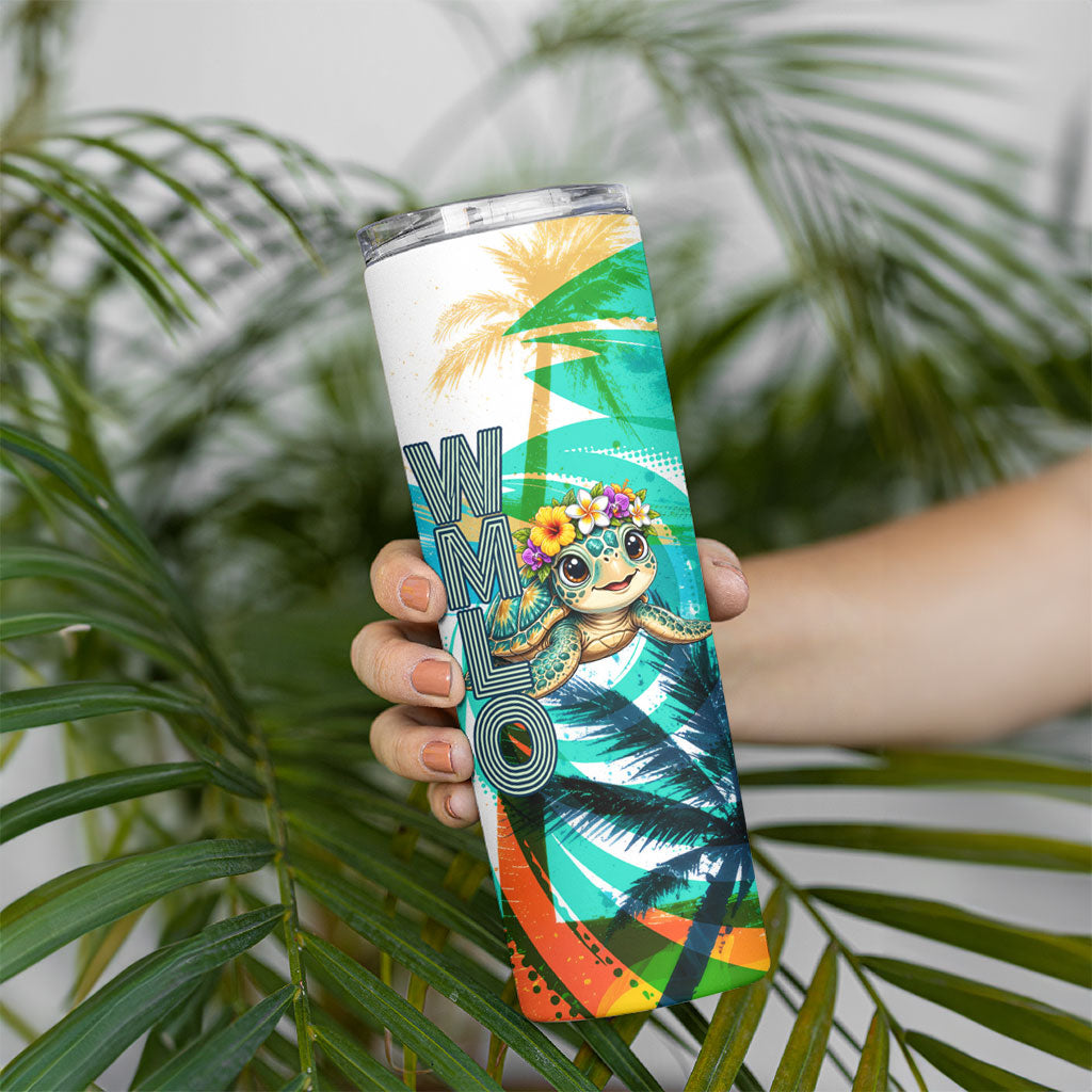 Hawaii Waimanalo Sea Turtle Skinny Tumbler Cute Tropical Beach Aloha Spirit Cartoon TS04 - Polynesian Pride