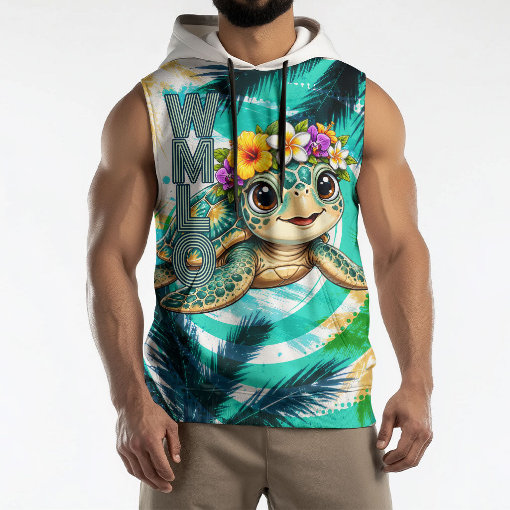 Hawaii Waimanalo Sea Turtle Sleeveless Hoodie Cute Tropical Beach Aloha Spirit Cartoon TS04 - Polynesian Pride