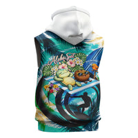 Hawaii Waimanalo Sea Turtle Sleeveless Zip Hoodie Cute Tropical Beach Aloha Spirit Cartoon TS04 - Polynesian Pride