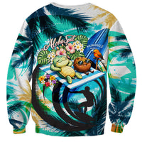 Hawaii Waimanalo Sea Turtle Sweatshirt Cute Tropical Beach Aloha Spirit Cartoon
