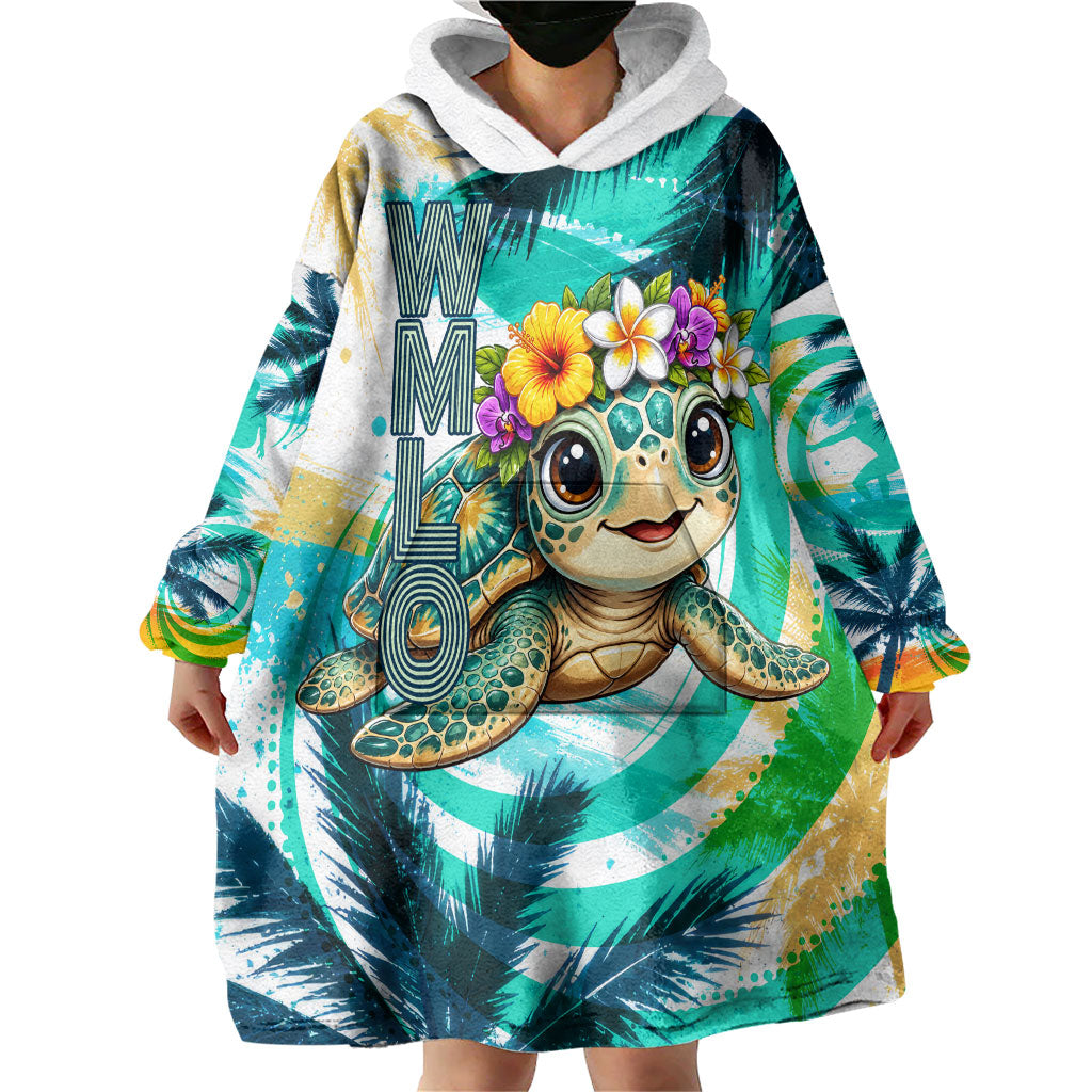 Hawaii Waimanalo Sea Turtle Wearable Blanket Hoodie Cute Tropical Beach Aloha Spirit Cartoon TS04 - Polynesian Pride