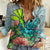Polynesian Hawaii Women Casual Shirt Kanaka with Crab Tribal tattoo TS04 Female Multicolor - Polynesian Pride